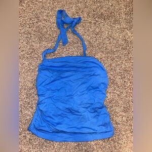 Shein Women’s S Royal Blue Ruched Halter Top with Tied Neck